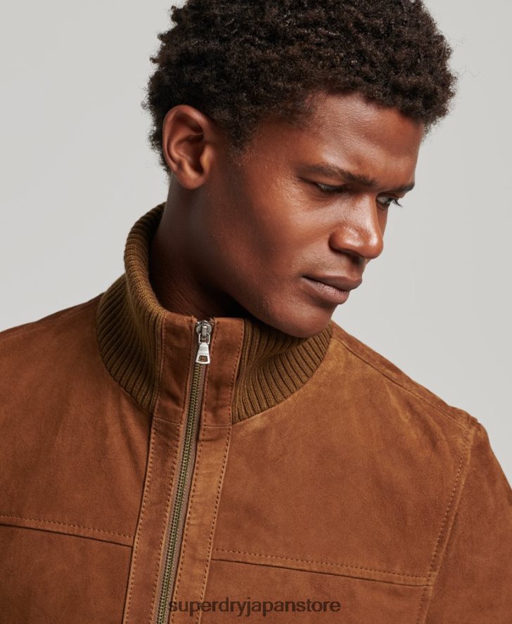 ニットカラースエードボンバージャケット 男性 Superdry 衣類 黄褐色 2J62PZ1128