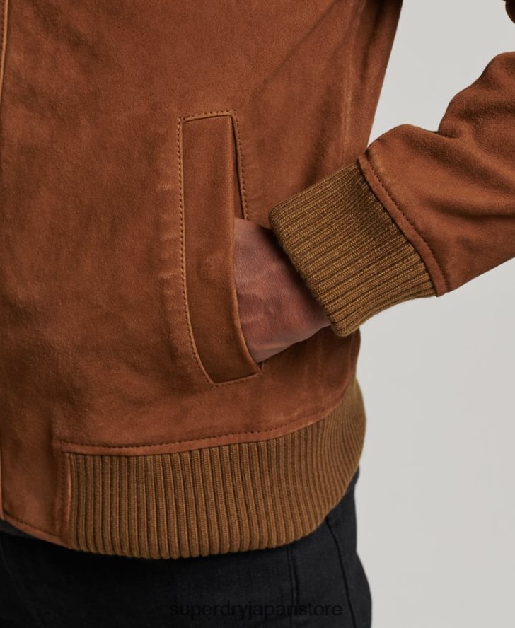 ニットカラースエードボンバージャケット 男性 Superdry 衣類 黄褐色 2J62PZ1128