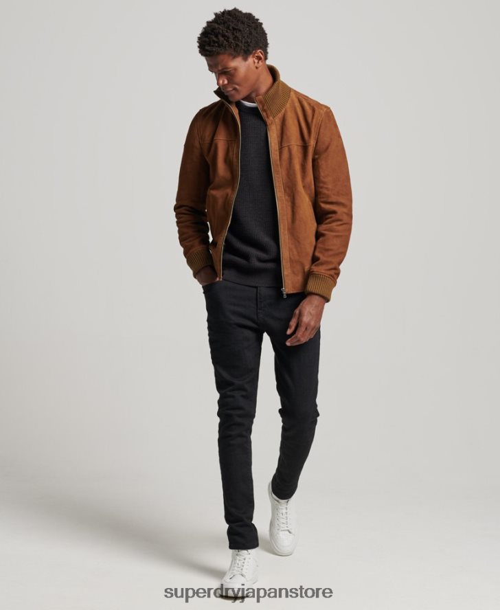 ニットカラースエードボンバージャケット 男性 Superdry 衣類 黄褐色 2J62PZ1128