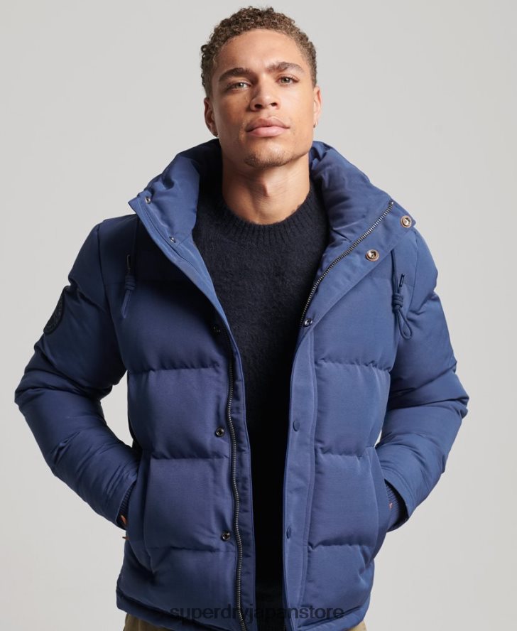 エベレスト フード付きパファージャケット 男性 Superdry 衣類 海軍 2J62PZ1129