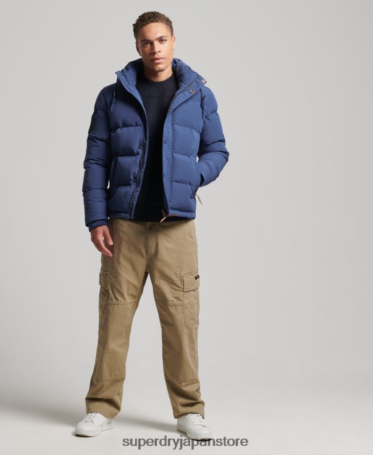 エベレスト フード付きパファージャケット 男性 Superdry 衣類 海軍 2J62PZ1129