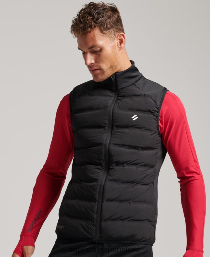 ラン ハイブリッド パッド入りジレ 男性 Superdry 衣類 黒 2J62PZ1133