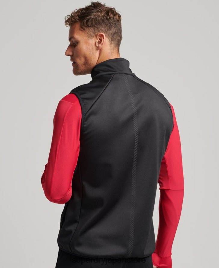 ラン ハイブリッド パッド入りジレ 男性 Superdry 衣類 黒 2J62PZ1133