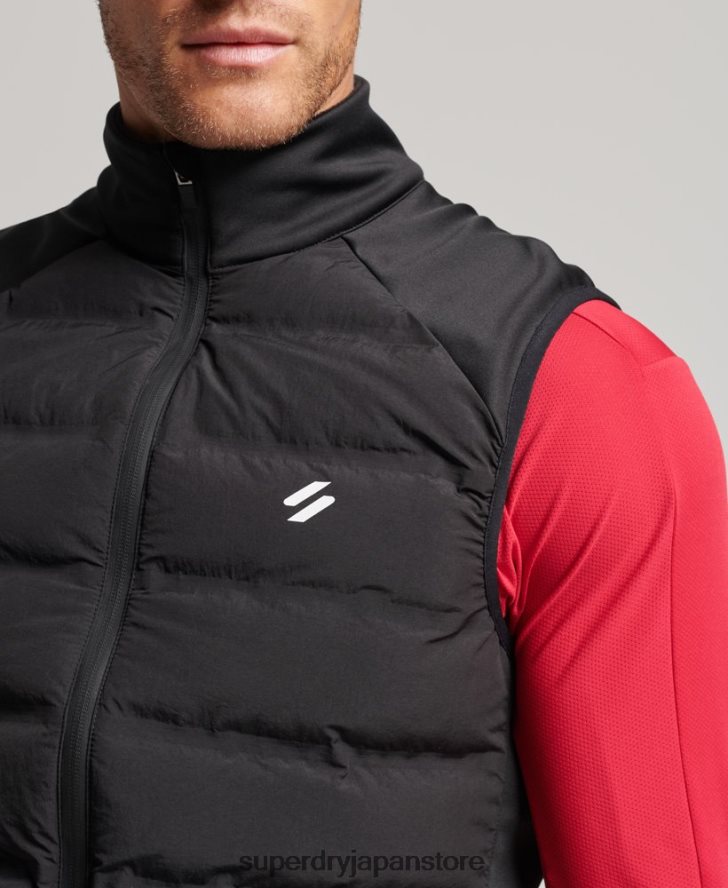 ラン ハイブリッド パッド入りジレ 男性 Superdry 衣類 黒 2J62PZ1133