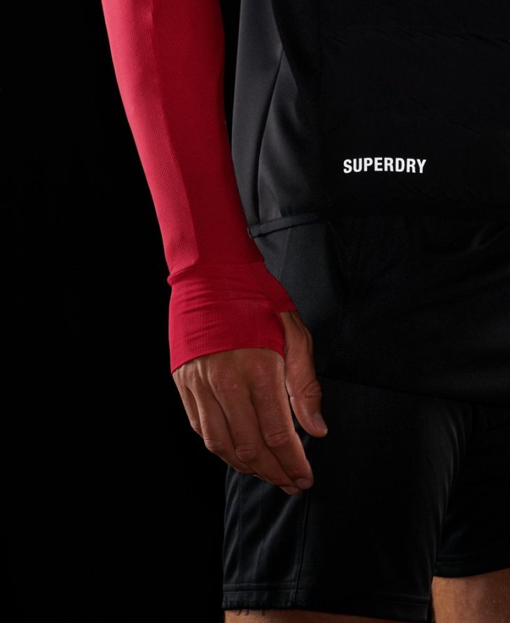 ラン ハイブリッド パッド入りジレ 男性 Superdry 衣類 黒 2J62PZ1133