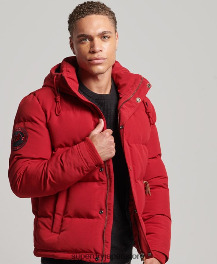 エベレスト フード付きパファージャケット 男性 Superdry 衣類 赤 2J62PZ1135