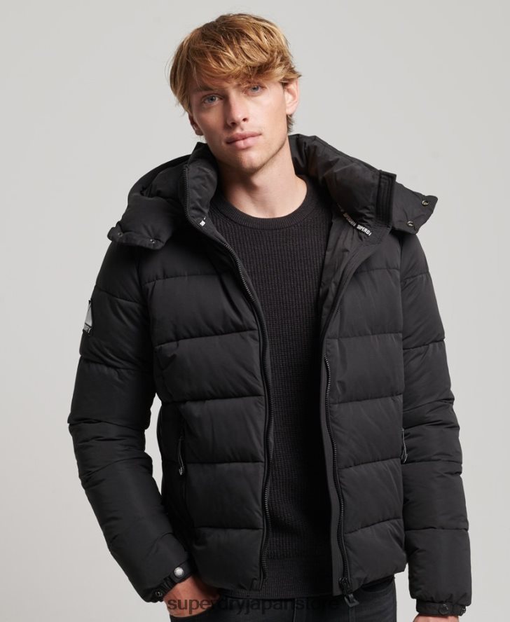 マイクロファイバーマウンテンパファージャケット 男性 Superdry 衣類 黒 2J62PZ1143