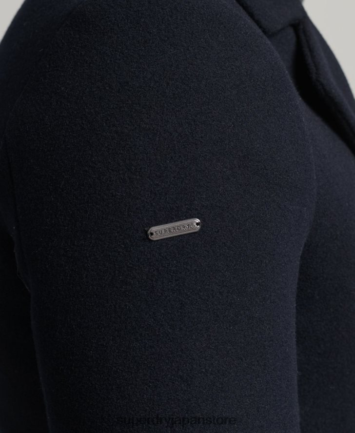 ウールブレンドショートピーコート 男性 Superdry 衣類 海軍 2J62PZ1146