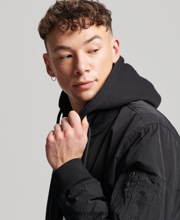 軍用フライトボンバージャケット 男性 Superdry 衣類 黒 2J62PZ1159