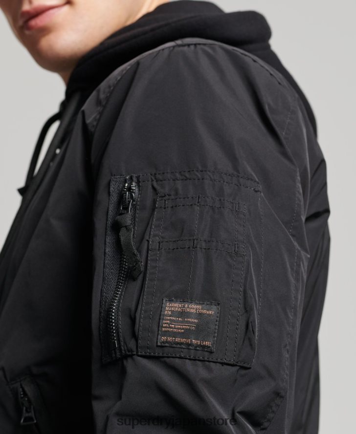 軍用フライトボンバージャケット 男性 Superdry 衣類 黒 2J62PZ1159