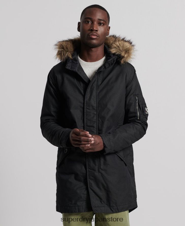 サービスフェイクファートリムパーカーコート 男性 Superdry 衣類 濃い灰色 2J62PZ1171
