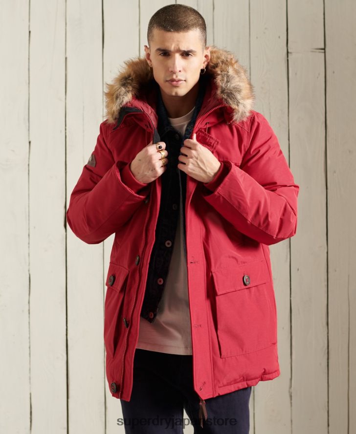 ルーキーダウンパーカーコート 男性 Superdry 衣類 赤 2J62PZ1175
