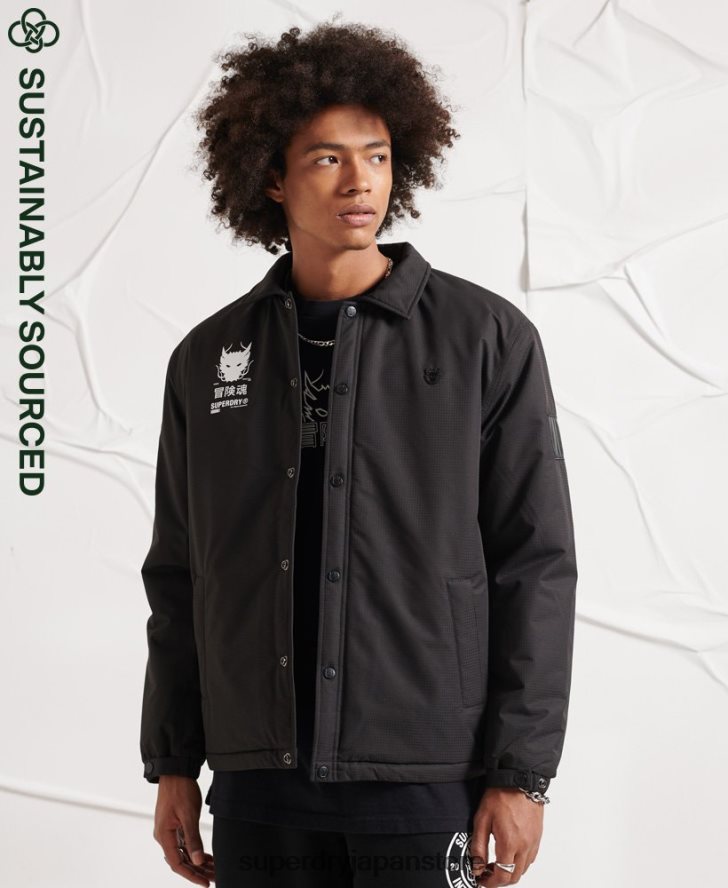 相手コーチジャケット 男性 Superdry 衣類 黒 2J62PZ1189