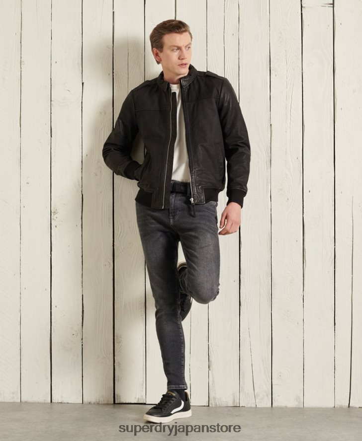 アビエーターレザージャケット 男性 Superdry 衣類 黒 2J62PZ1195