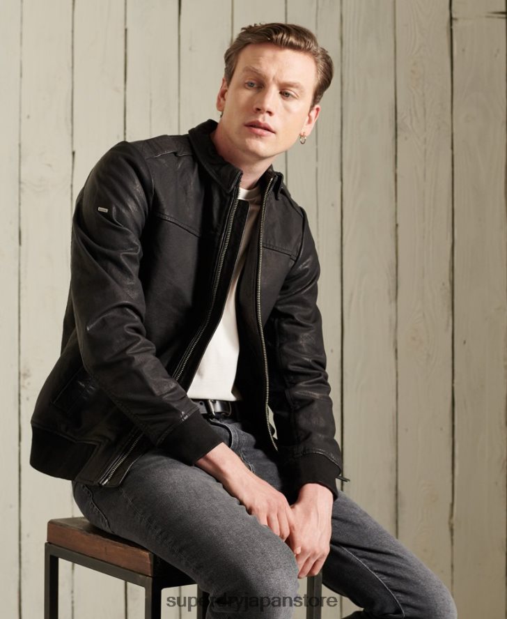 アビエーターレザージャケット 男性 Superdry 衣類 黒 2J62PZ1195