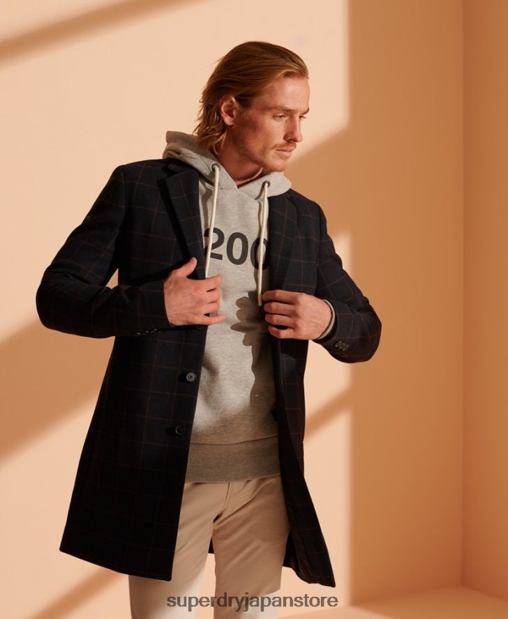 ファンデーションウールコート 男性 Superdry 衣類 海軍 2J62PZ1197
