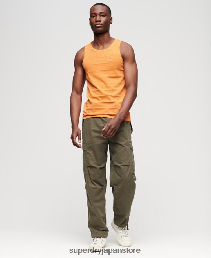 オーガニックコットンのヴィンテージテクスチャータンクトップ 男性 Superdry 衣類 オレンジ 2J62PZ11