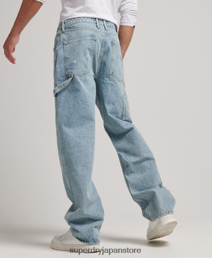 オーガニックコットン カーペンター ジーンズ 男性 Superdry 衣類 ライトブルー 2J62PZ1211