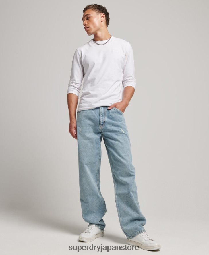 オーガニックコットン カーペンター ジーンズ 男性 Superdry 衣類 ライトブルー 2J62PZ1211