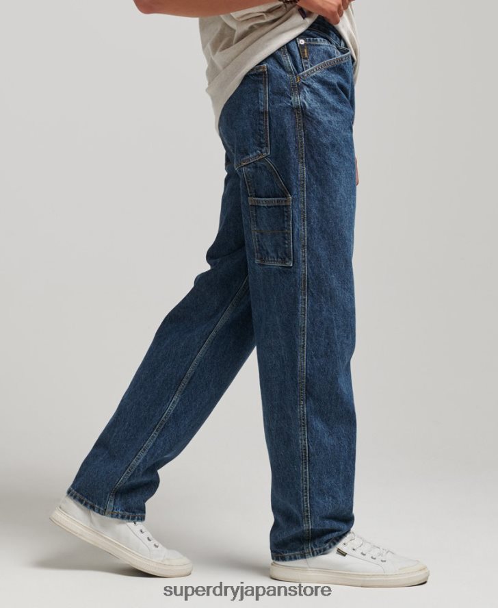 オーガニックコットン カーペンター ジーンズ 男性 Superdry 衣類 濃紺 2J62PZ1215