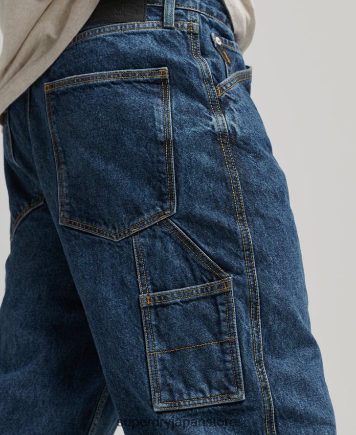オーガニックコットン カーペンター ジーンズ 男性 Superdry 衣類 濃紺 2J62PZ1215