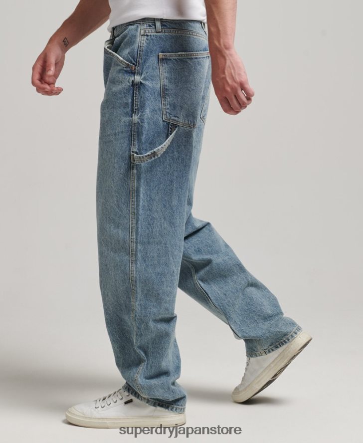 オーガニックコットン カーペンター ジーンズ 男性 Superdry 衣類 ライトブルー 2J62PZ1226