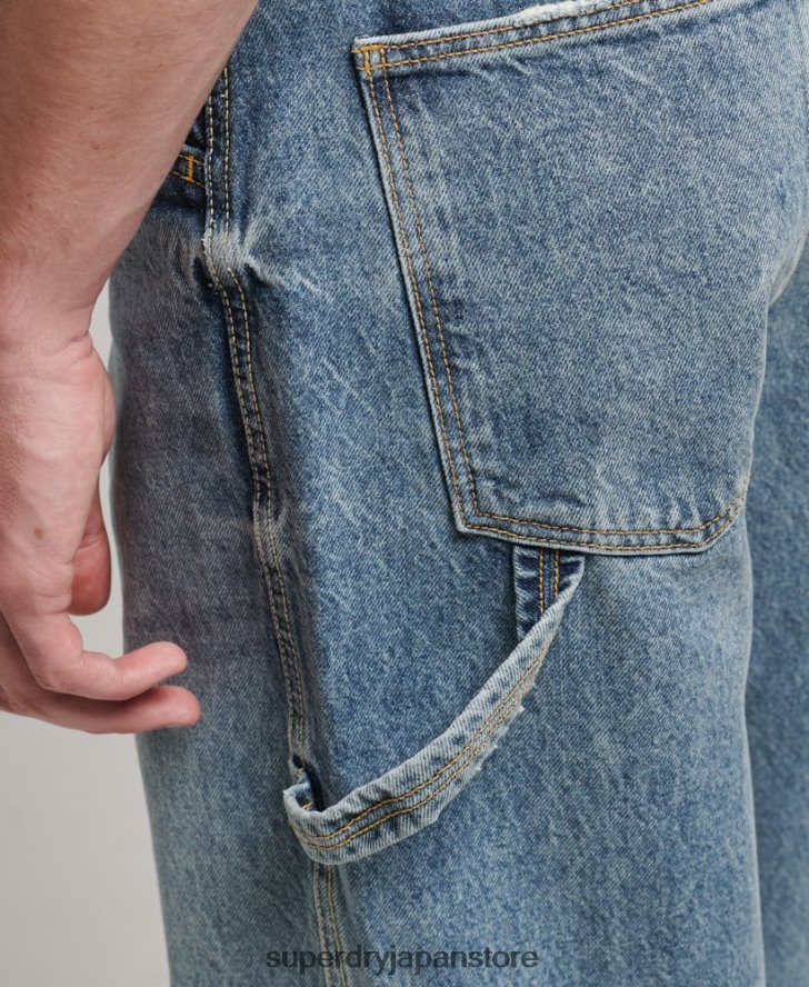 オーガニックコットン カーペンター ジーンズ 男性 Superdry 衣類 ライトブルー 2J62PZ1226