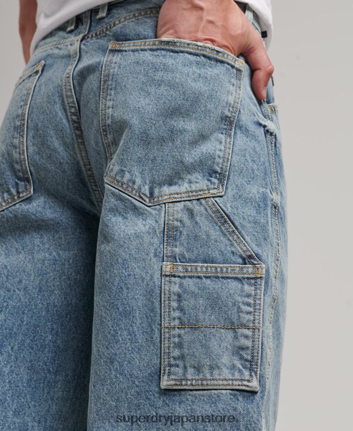 オーガニックコットン カーペンター ジーンズ 男性 Superdry 衣類 ライトブルー 2J62PZ1226