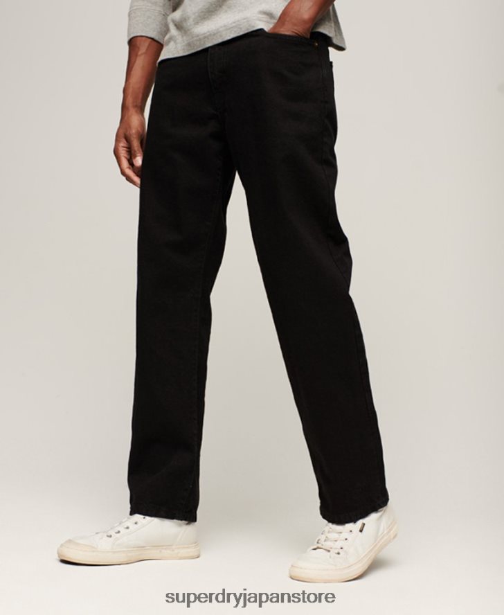オーガニックコットン ストレートジーンズ 男性 Superdry 衣類 黒 2J62PZ1228