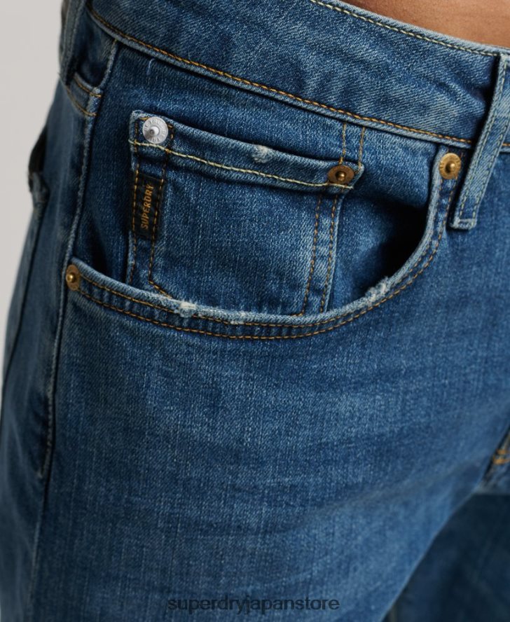 オーガニックコットン スリムストレートジーンズ 男性 Superdry 衣類 青 2J62PZ1229