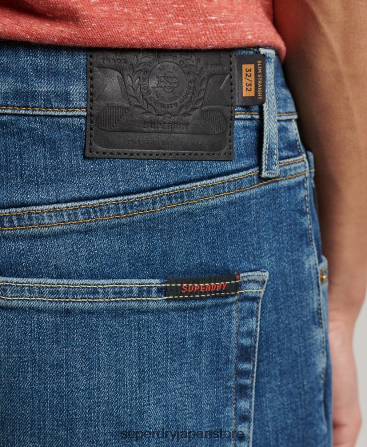 オーガニックコットン スリムストレートジーンズ 男性 Superdry 衣類 青 2J62PZ1229