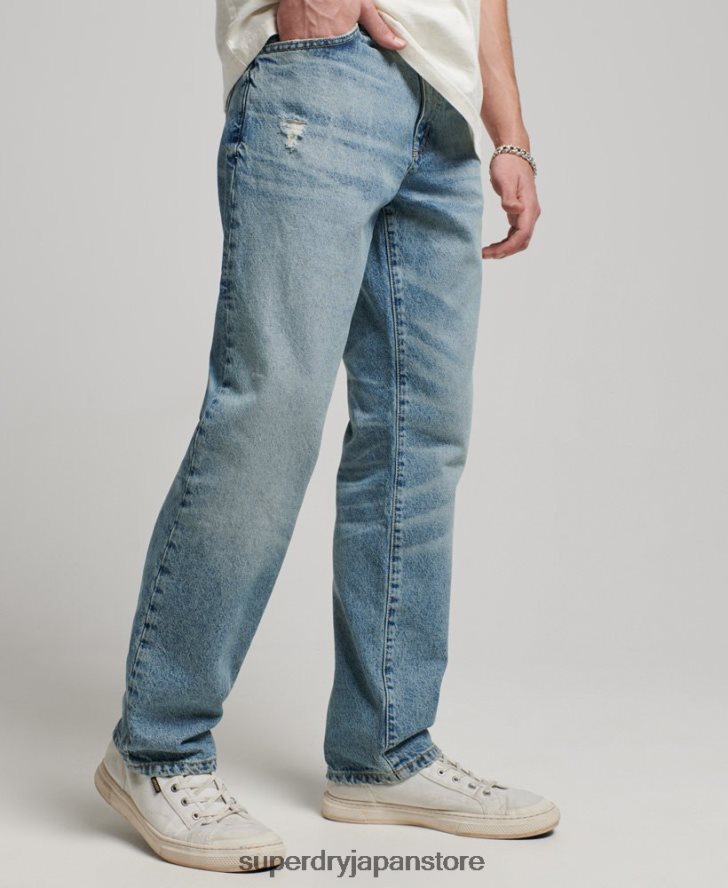 オーガニックコットン ストレートジーンズ 男性 Superdry 衣類 ライトブルー 2J62PZ1231