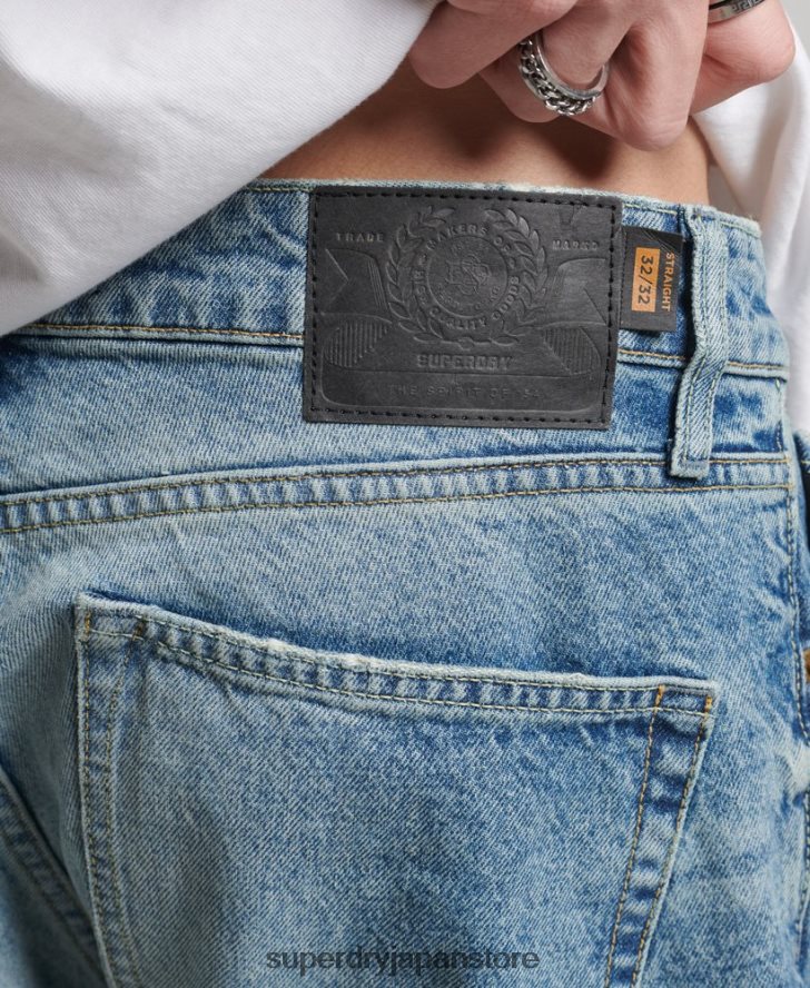 オーガニックコットン ストレートジーンズ 男性 Superdry 衣類 ライトブルー 2J62PZ1231