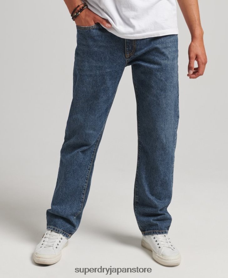 オーガニックコットン ストレートジーンズ 男性 Superdry 衣類 濃紺 2J62PZ1232