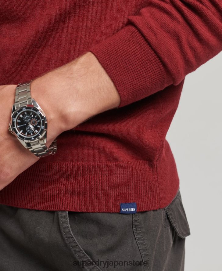 オーガニックコットン カシミア クルージャンパー 男性 Superdry 衣類 赤 2J62PZ1237
