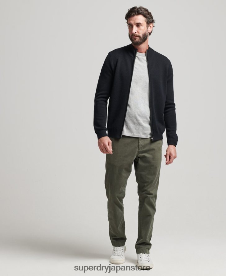 メリノジップスルーニットカーディガン 男性 Superdry 衣類 黒 2J62PZ1239