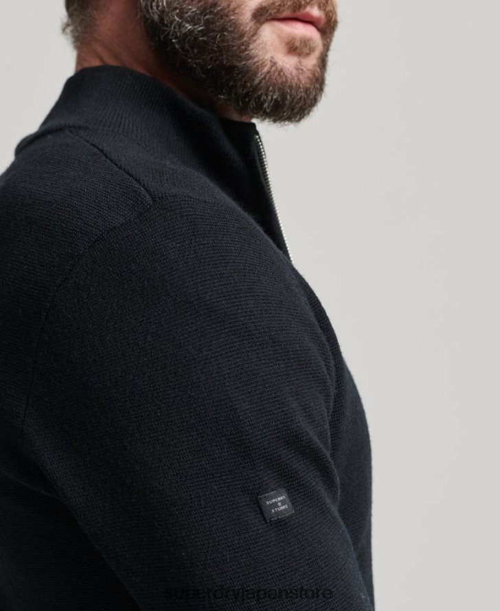 メリノジップスルーニットカーディガン 男性 Superdry 衣類 黒 2J62PZ1239