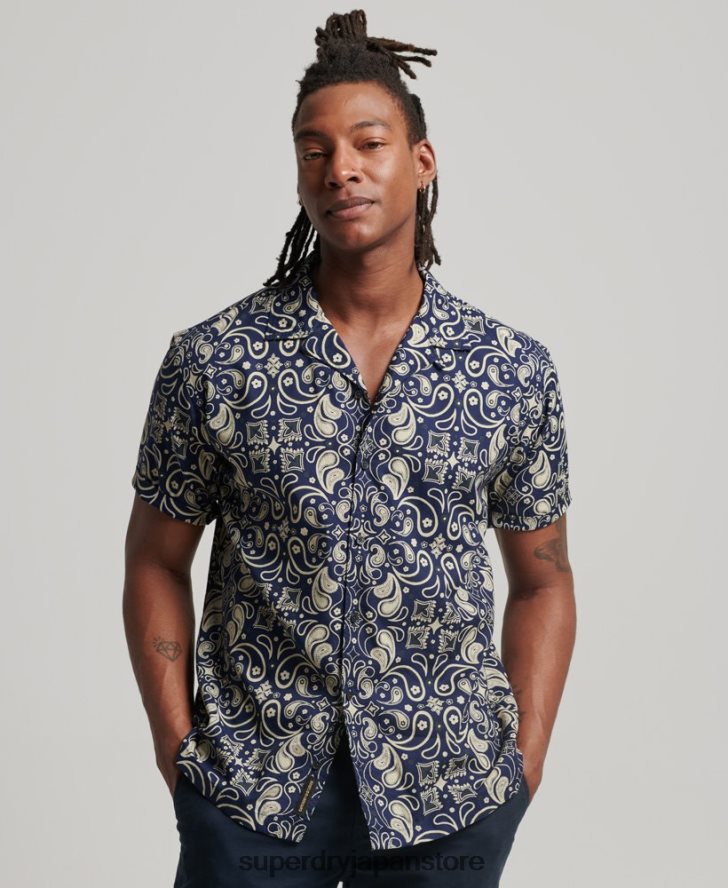 オープンカラーシャツ 男性 Superdry 衣類 海軍 2J62PZ123