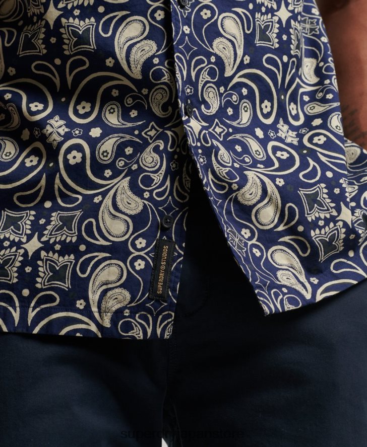 オープンカラーシャツ 男性 Superdry 衣類 海軍 2J62PZ123