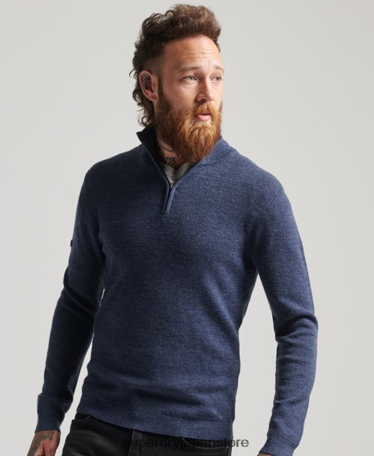 メリノハーフジップジャンパー 男性 Superdry 衣類 海軍 2J62PZ1241