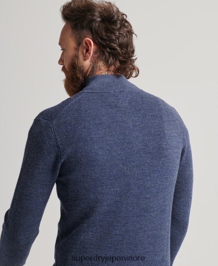 メリノハーフジップジャンパー 男性 Superdry 衣類 海軍 2J62PZ1241