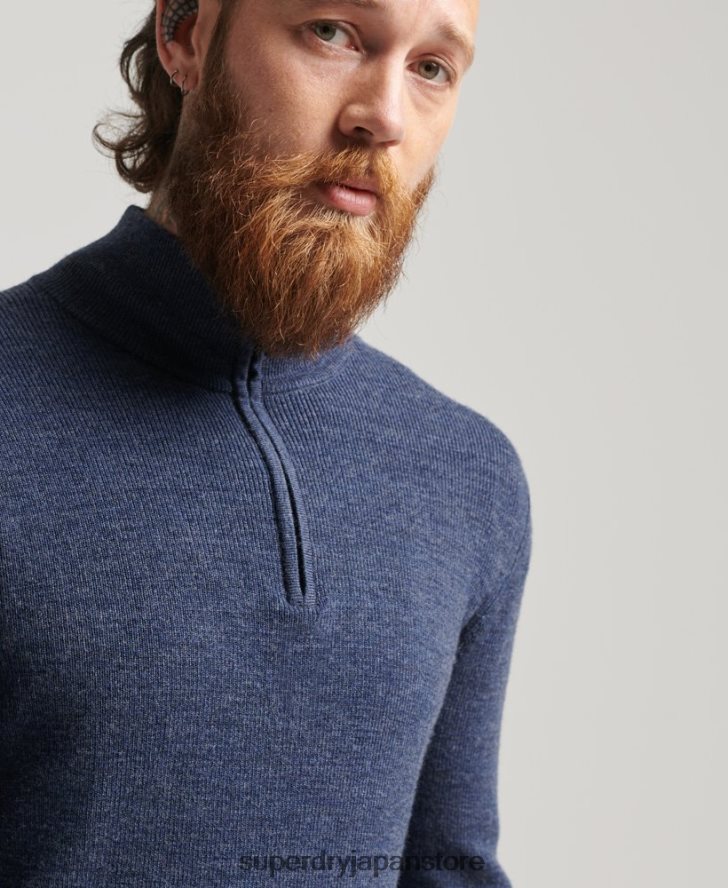 メリノハーフジップジャンパー 男性 Superdry 衣類 海軍 2J62PZ1241