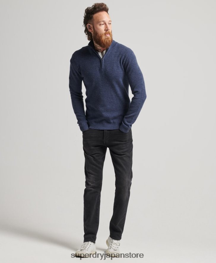 メリノハーフジップジャンパー 男性 Superdry 衣類 海軍 2J62PZ1241