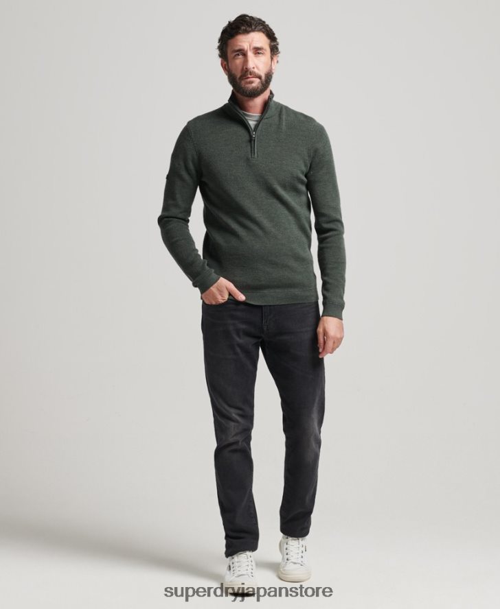 メリノハーフジップジャンパー 男性 Superdry 衣類 緑 2J62PZ1244