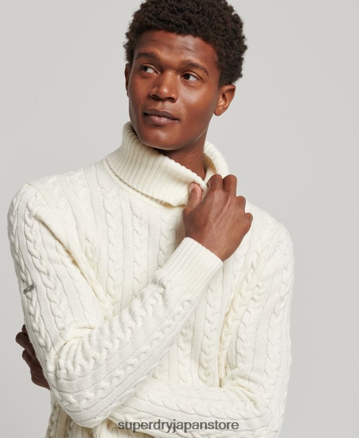 ケーブルロールネックセーター 男性 Superdry 衣類 クリーム 2J62PZ1245