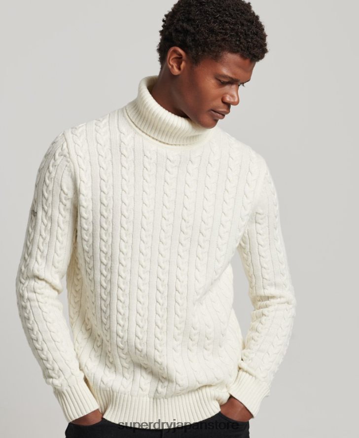 ケーブルロールネックセーター 男性 Superdry 衣類 クリーム 2J62PZ1245