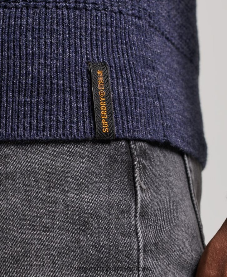 ヴィンテージ テクスチャー クルーニット セーター 男性 Superdry 衣類 海軍 2J62PZ1249