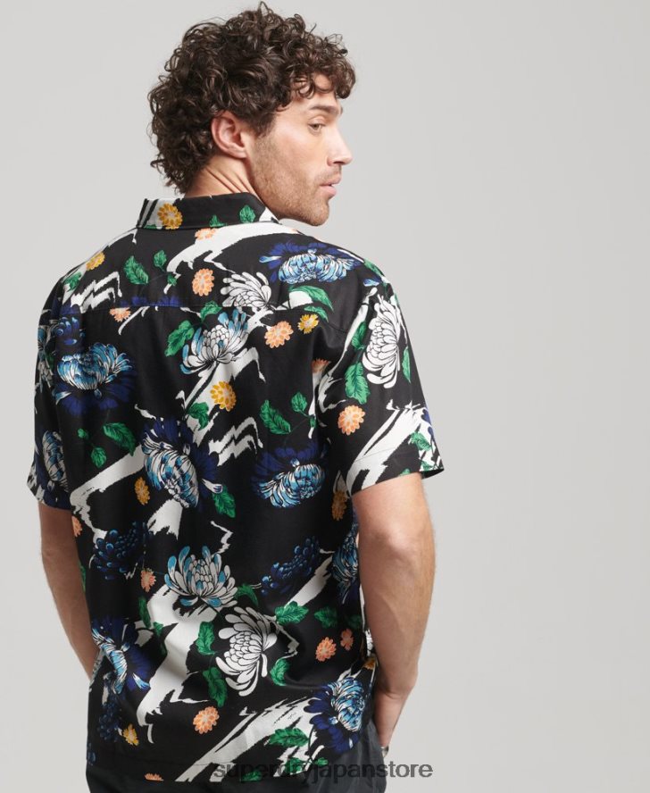 半袖アロハシャツ 男性 Superdry 衣類 黒 2J62PZ124