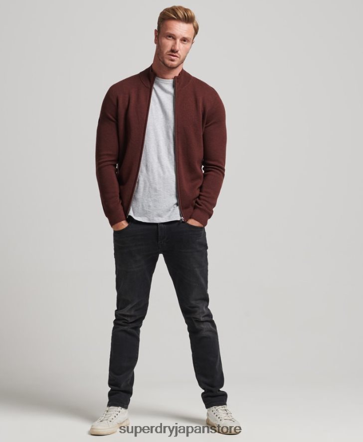 メリノジップスルーニットカーディガン 男性 Superdry 衣類 茶色 2J62PZ1256