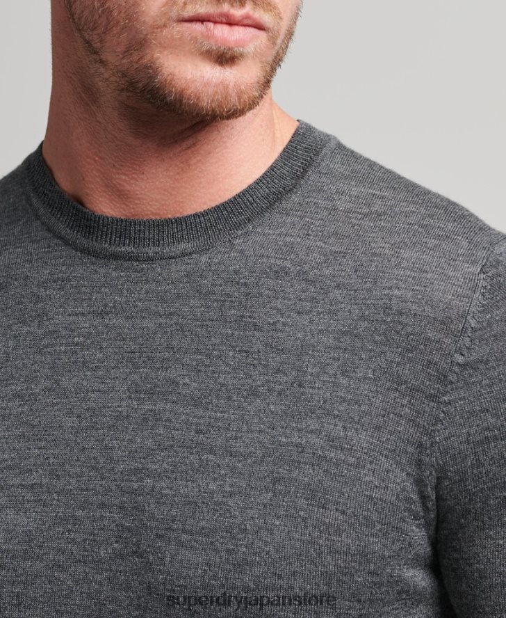 メリノクルーネックセーター 男性 Superdry 衣類 濃い灰色 2J62PZ1257